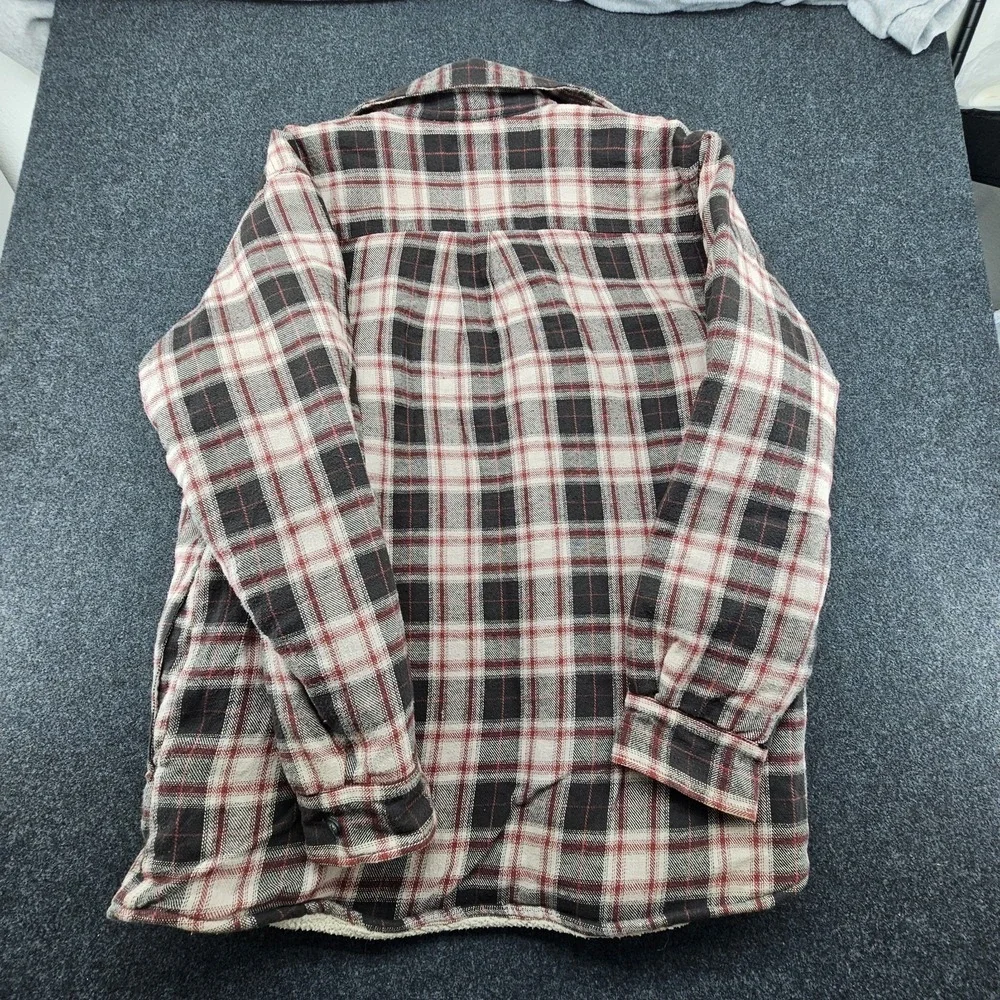 Levis Shacket Shirt jacket Flannel Sherpa Lined Men Med red black plaid button